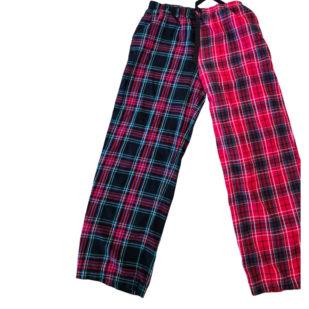 Victoria's Secret Womens Plaid Pajama Pants Split Leg Red Green Tartan Medium